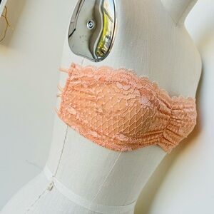 Free People Intimently 🍑 bandeau lace top peach strappy back size M